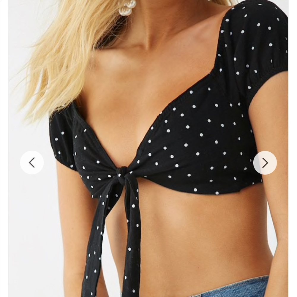 Off the shoulder polka dot crop top